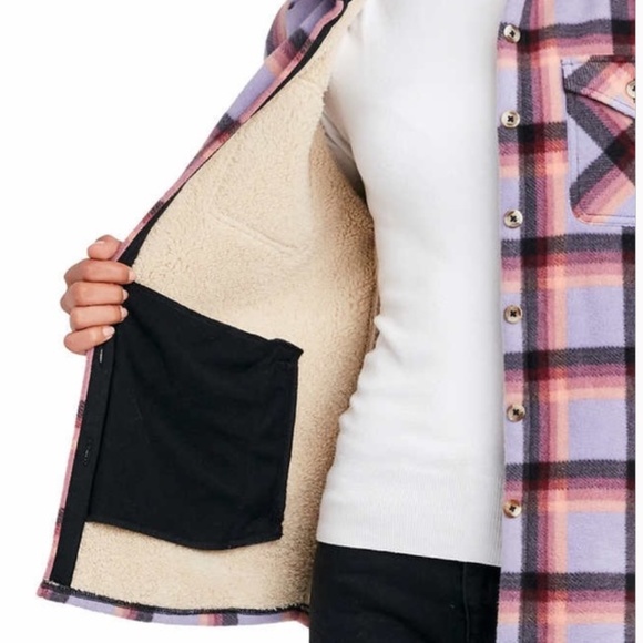 🎈SALE Sage Ladies' Plush Fleece Sherpa Lined Shirt Jacket Shacket Purple XS - Picture 11 of 12